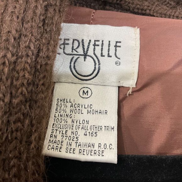 Vintage Cervelle 80s Wool Mohair Cardigan sweater M brown Artsy button up lined - Picture 4 of 12